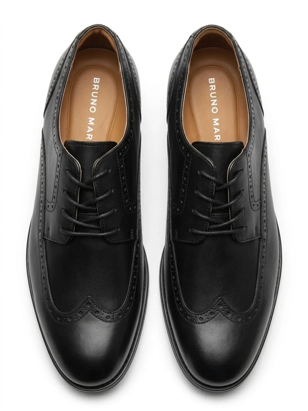 Bruno Marc Men's Black Leather Wingtip Derby